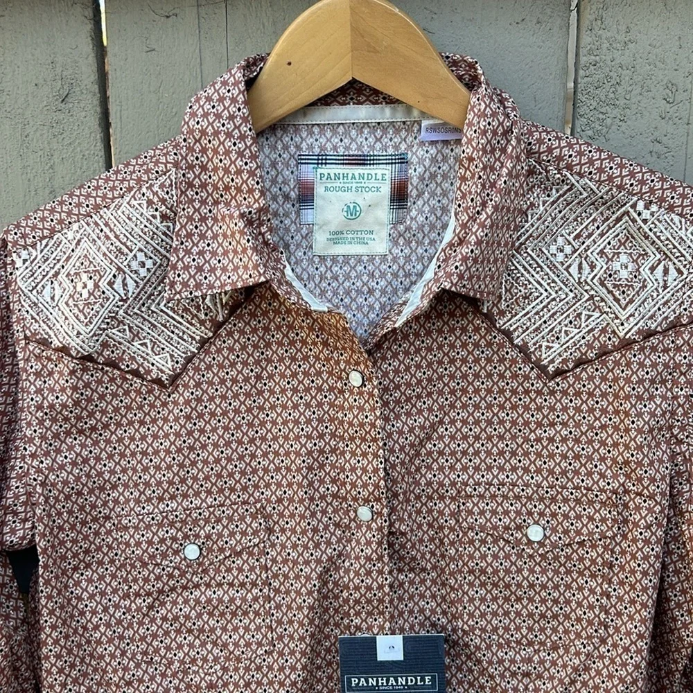 NWT Panhandle Rough Stock Burnt Orange Western Shirt Cowgirl Rodeo Sz M - Picture 7 of 8